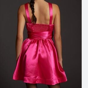 New! MAEVE 10 Hot Pink Bow Tie Satin Mini Dress Prom Formal Banquet Dance